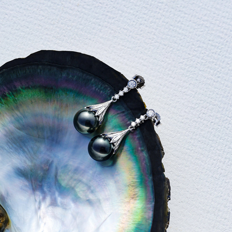 Boucle Oreille Perle Noire Tahiti