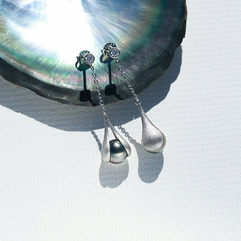 Boucles D'oreilles Perles Noires de Tahiti