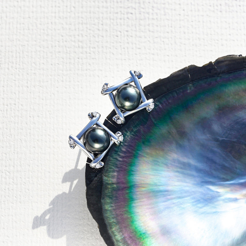 Boucle D'oreille Perle de Tahiti et Diamant