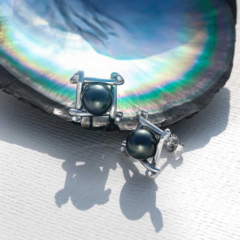 Boucle D'oreille Perle de Tahiti et Diamant