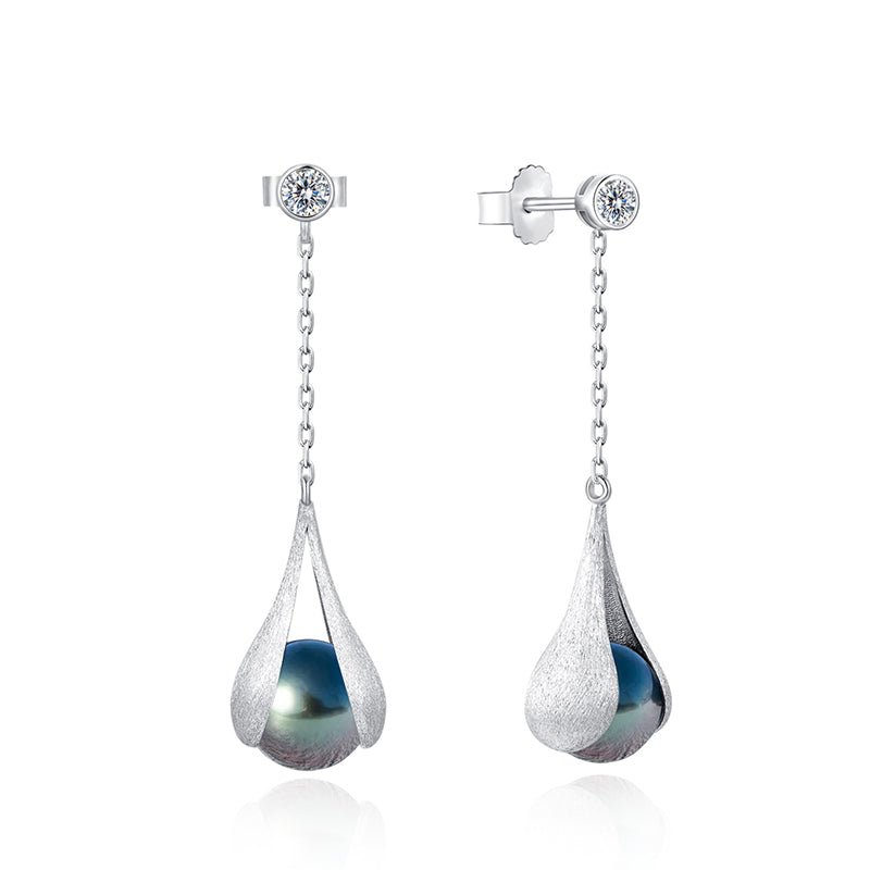 Boucles D'oreilles Perles Noires de Tahiti