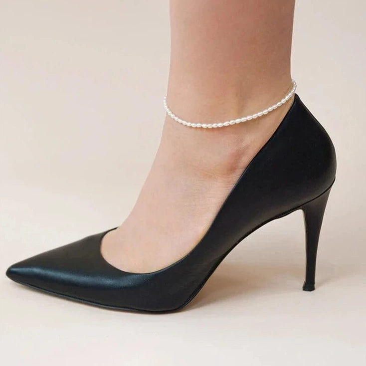 Bracelet Cheville Perle Blanche