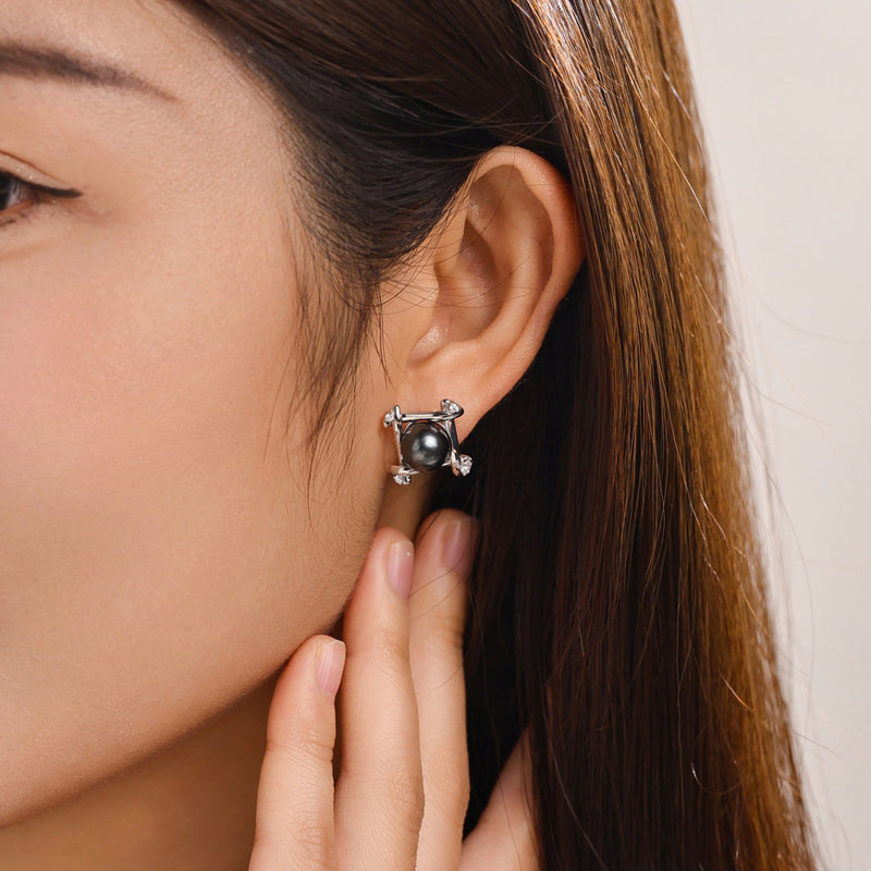 Boucle D'oreille Perle de Tahiti et Diamant