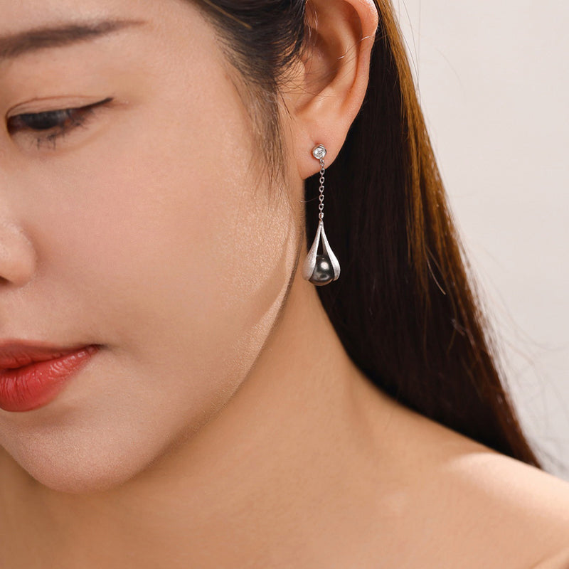 Boucles D'oreilles Perles Noires de Tahiti