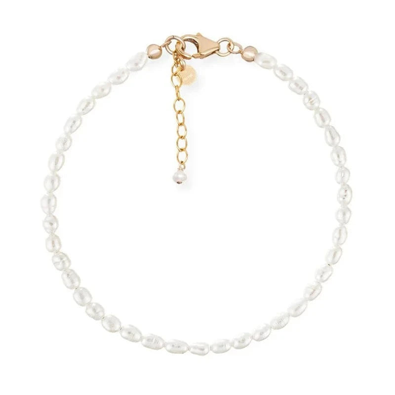 Bracelet Cheville Perle Blanche