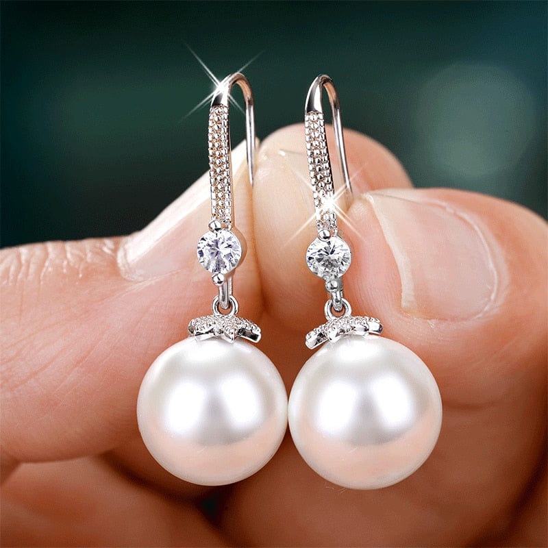 Boucle D'oreille Grosse Perle Blanche
