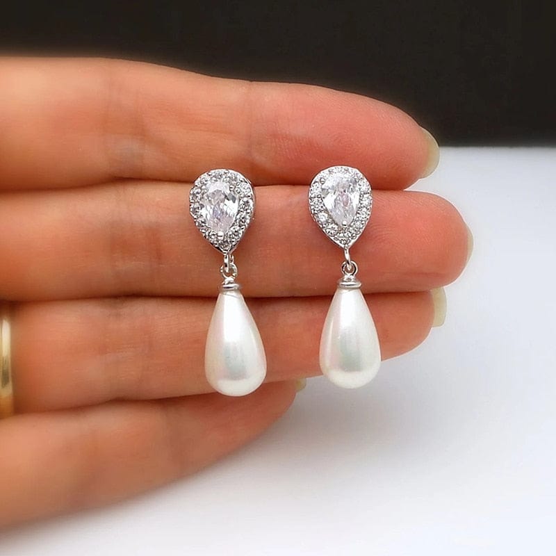 Boucle D'oreille Grosse Perle Blanche