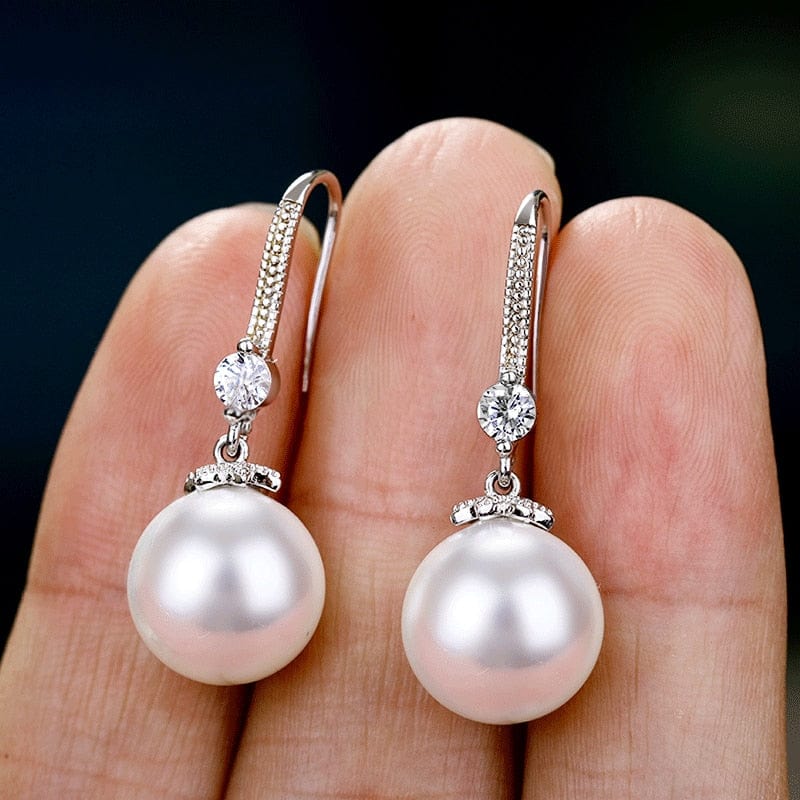 Boucle D'oreille Grosse Perle Blanche