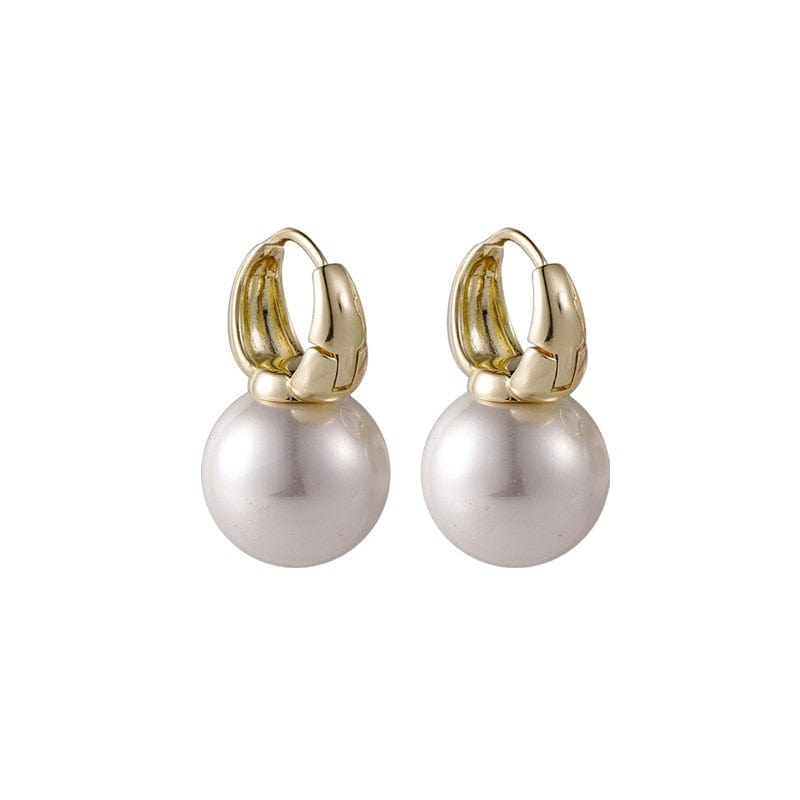 Boucle D'oreille Grosse Perle Blanche