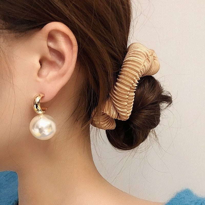 Boucle D'oreille Grosse Perle Blanche