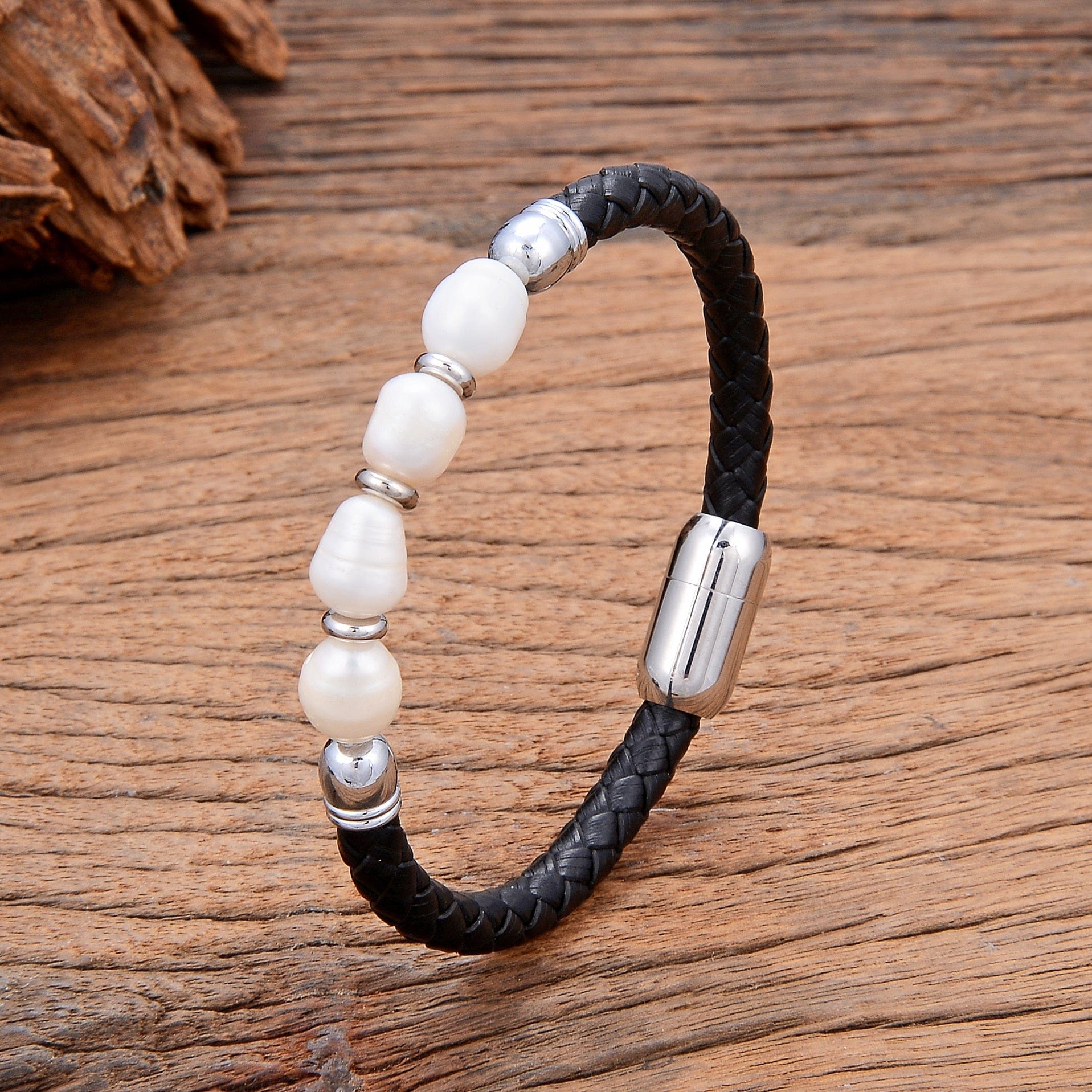 Horseshoe Bracelet, in Leather and Stainless Steel, for Men, Model Christian Horseshoe Bracelet, in Leather and Stainless Steel, for Men, Model Christian