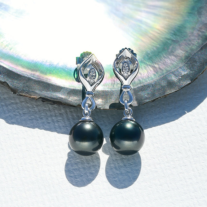 Boucle D'oreille avec Perle de Tahiti