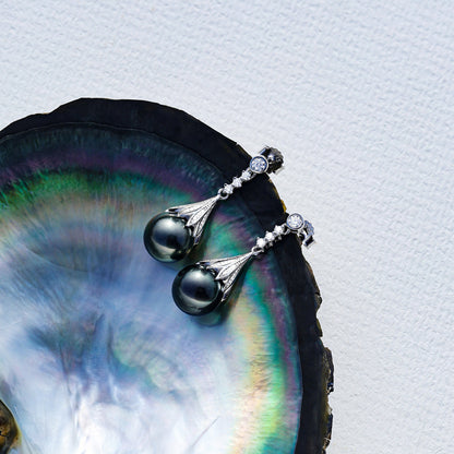 Boucle Oreille Perle Noire Tahiti
