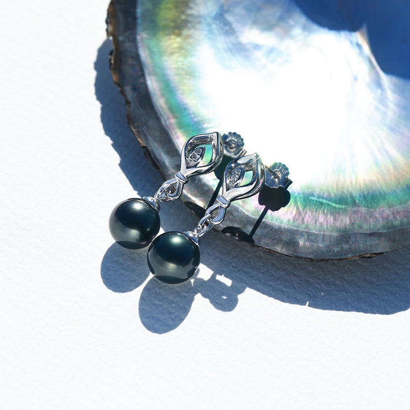 Boucle D'oreille avec Perle de Tahiti