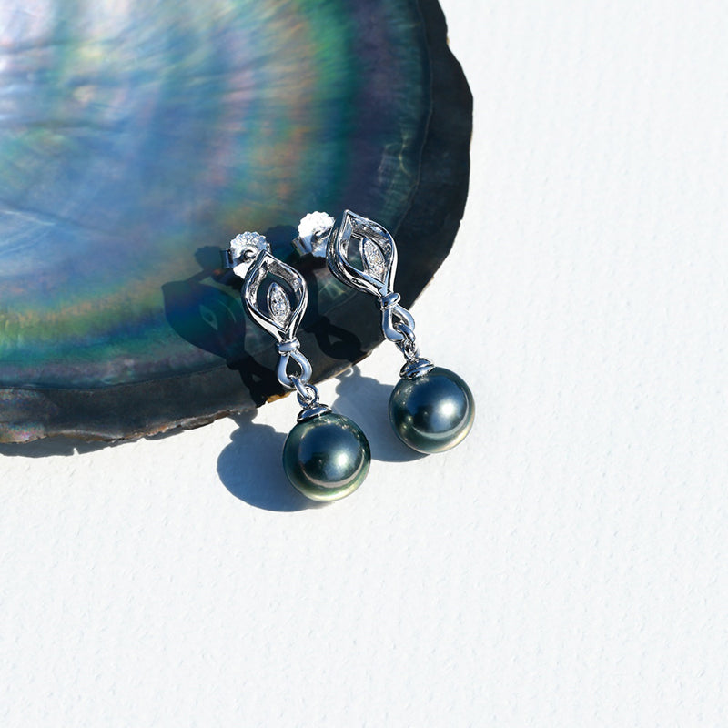 Boucle D'oreille avec Perle de Tahiti