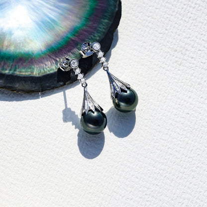 Boucle Oreille Perle Noire Tahiti