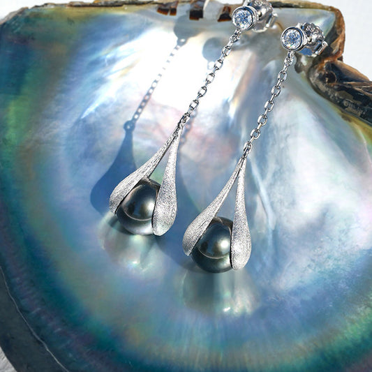Boucles D'oreilles Perles Noires de Tahiti