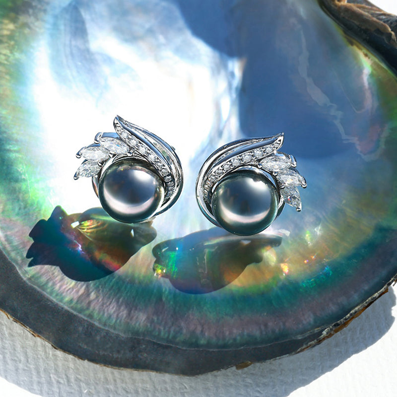 Boucle D'oreille Perle Noire Tahiti
