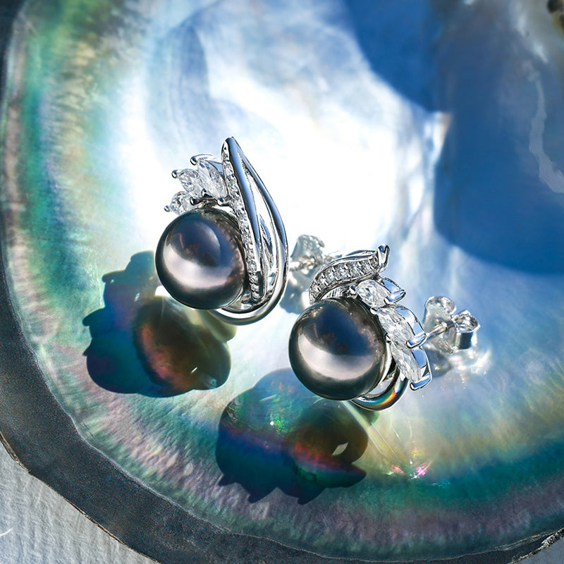 Boucle D'oreille Perle Noire Tahiti