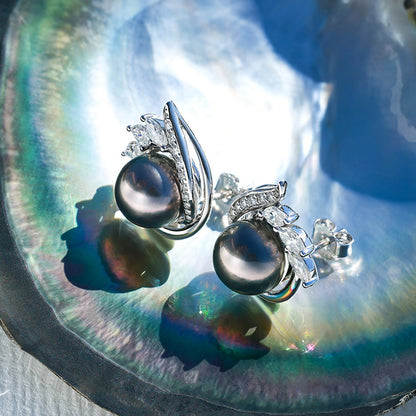 Boucle D'oreille Perle Noire Tahiti