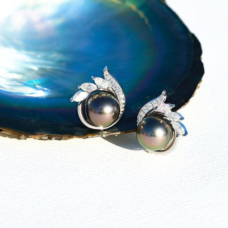 Boucle D'oreille Perle Noire Tahiti