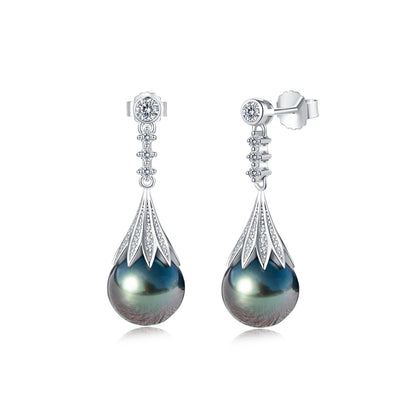 Boucle Oreille Perle Noire Tahiti