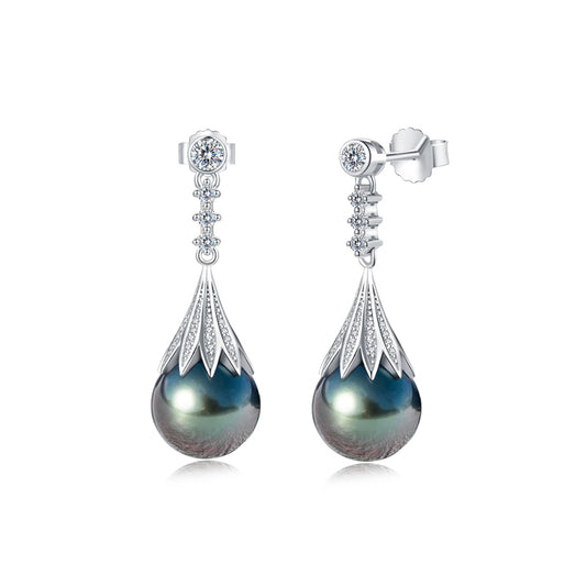 Boucle Oreille Perle Noire Tahiti