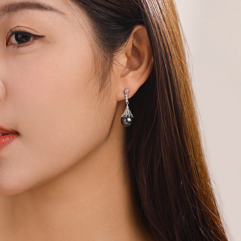 Boucle Oreille Perle Noire Tahiti
