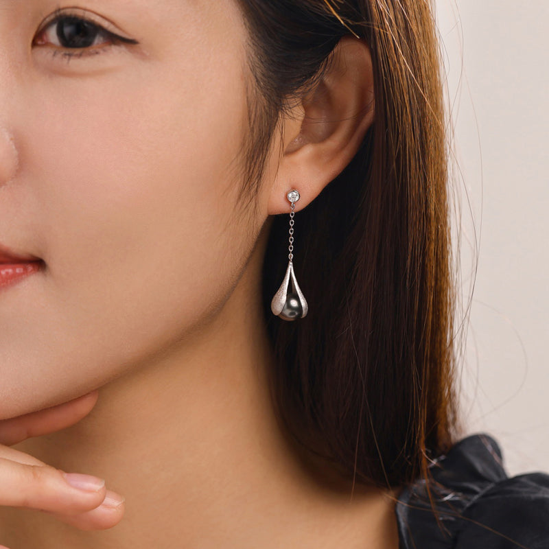 Boucles D'oreilles Perles Noires de Tahiti