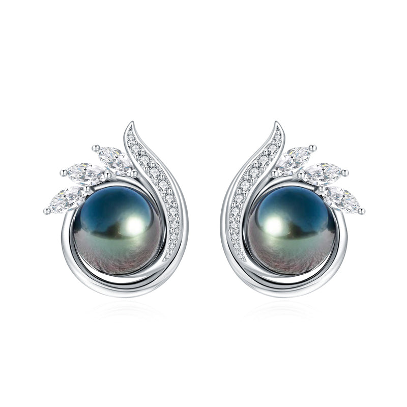 Boucle D'oreille Perle Noire Tahiti