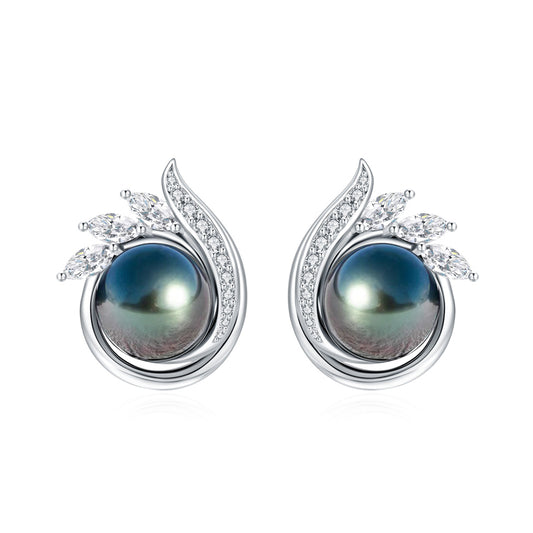 Boucle D'oreille Perle Noire Tahiti