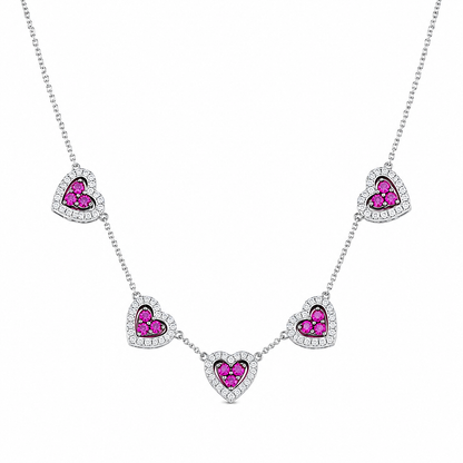 Collier Argent 5 Coeurs