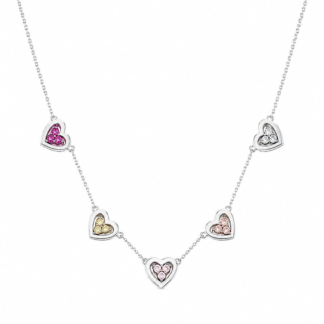 Collier Argent 5 Coeurs