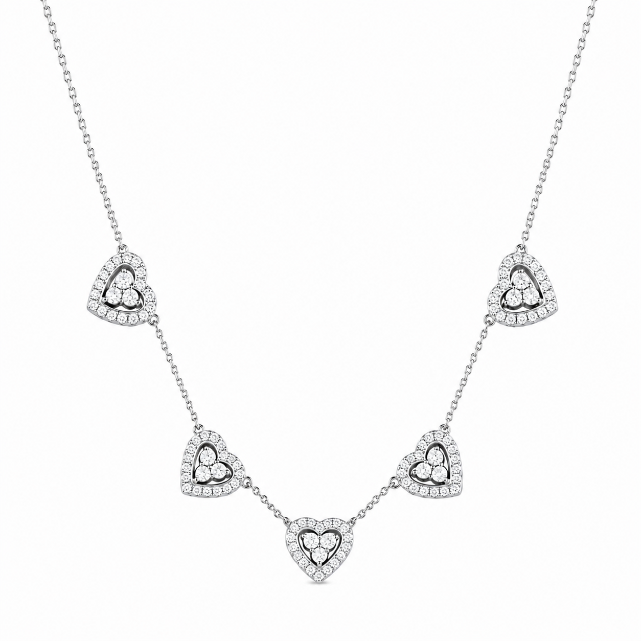 Collier Argent 5 Coeurs