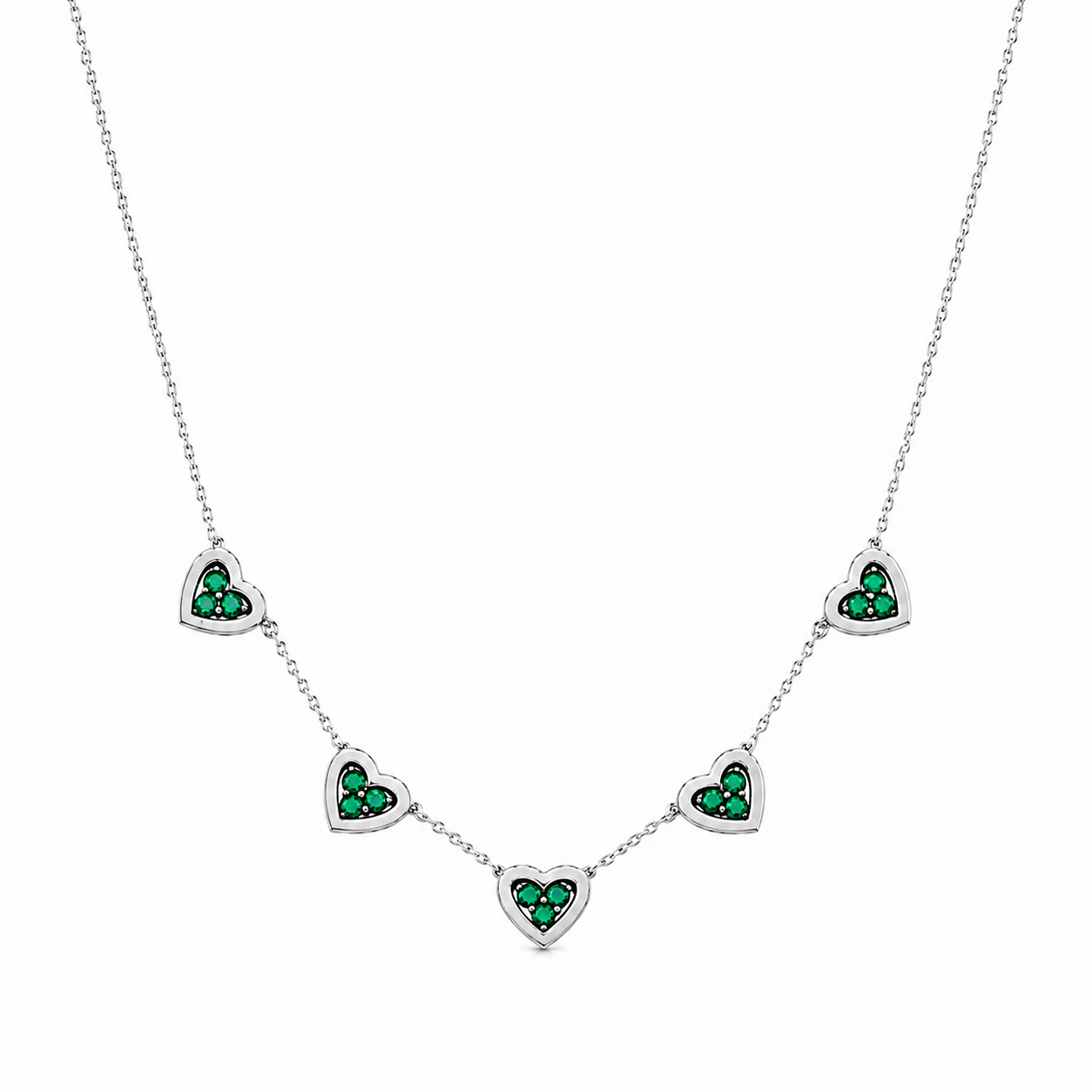 Collier Argent 5 Coeurs