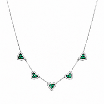 Collier Argent 5 Coeurs