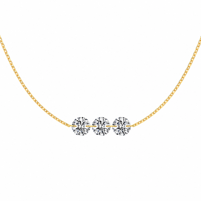 Collier en Argent Véritable S925 avec 3 Zircons Etincelants