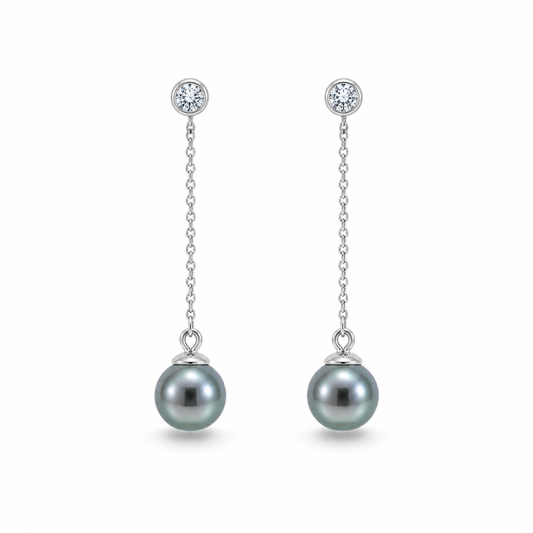 Boucle D'oreille Perle de Tahiti Diamant