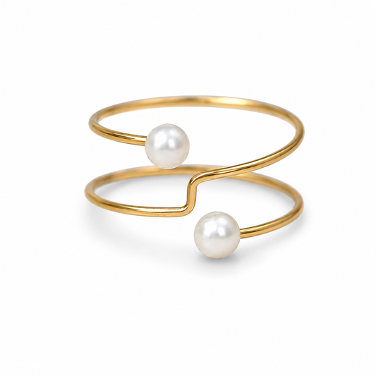 Bague Or Perle de Culture Blanche