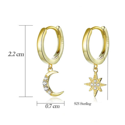 Boucle D'oreille Lune et Soleil
