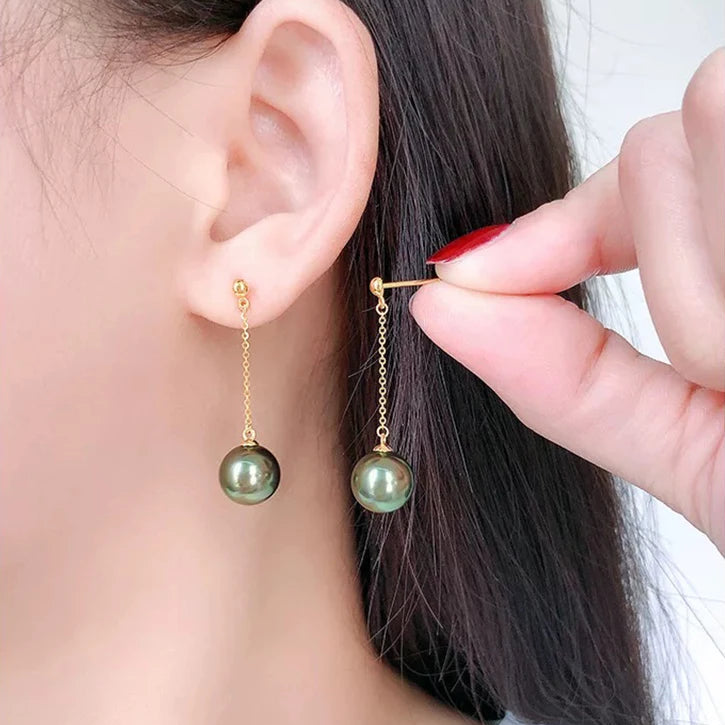 Boucle D'oreille Pendante Perle Noire