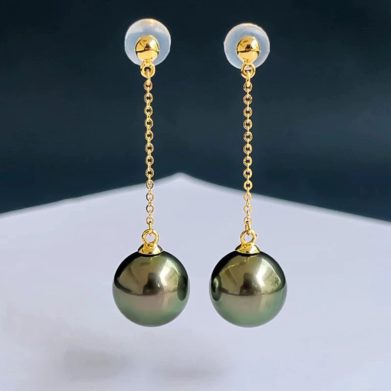 Boucle D'oreille Pendante Perle Noire