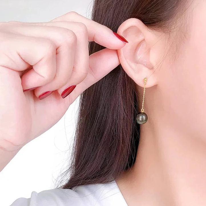 Boucle D'oreille Pendante Perle Noire