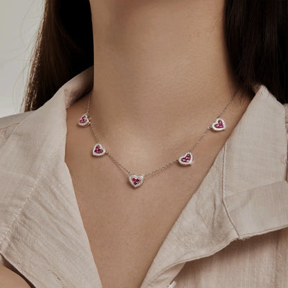 Collier Argent 5 Coeurs