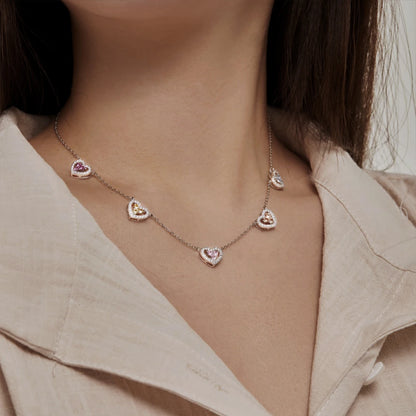 Collier Argent 5 Coeurs