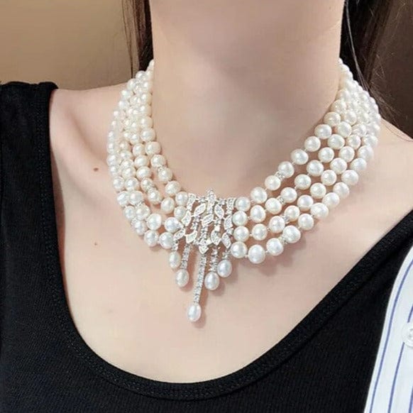 Collier Perle De Culture Blanche Choker Vintage Perles De Culture