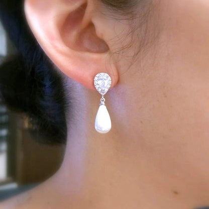 Boucle D'oreille Grosse Perle Blanche