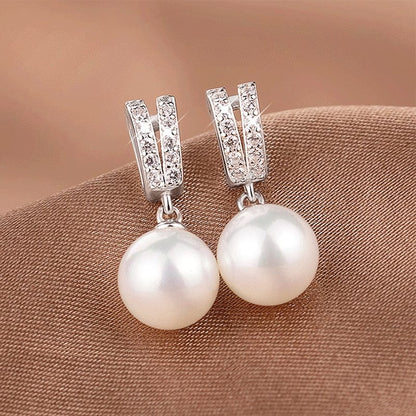 Boucle D'oreille Grosse Perle Blanche
