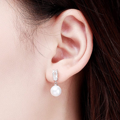 Boucle D'oreille Grosse Perle Blanche